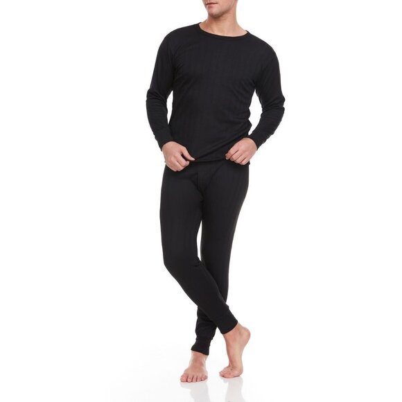 Men Thermals Baselayer Set 100% Cotton Fleece Long Johns Warm Winter 2-PACK NWT - Picture 3 of 10